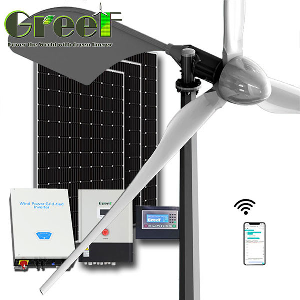 เปิด / ปิดพลังงานกริดกังหันลมแกนนอน 1KW 5KW สำหรับฟาร์มในบ้าน