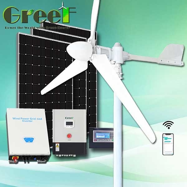 3KW Easy Residential Grid Tie On/Off-grid กังหันลมพลังงานแสงอาทิตย์แบบผสมผสานเพื่อผลิตกระแสไฟฟ้า