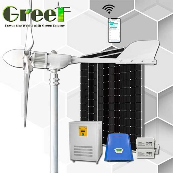 2KW Mini On/Off-grid Solar Hybrid Wind Generator Turbine สำหรับไฟฟ้าภายในบ้าน