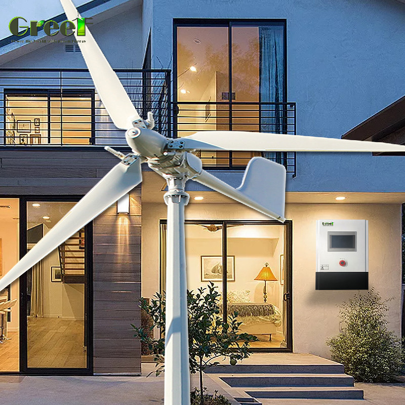FRP Blades Home Wind Turbine System กํากับการหลับอากาศที่ทํางานเพื่อแก้ไขพลังงานที่ยั่งยืน