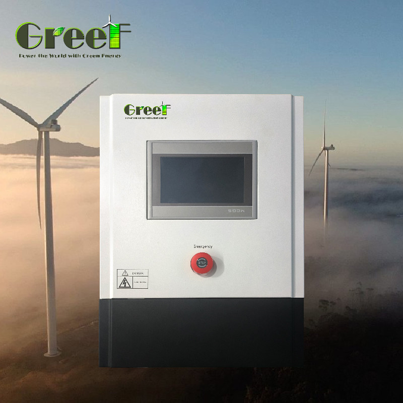 อุปกรณ์เรือนลม 3kw 5kw 10kw บนเครื่องควบคุมเครือข่ายพร้อมอินเวอร์เตอร์สําหรับระบบไฮบริด