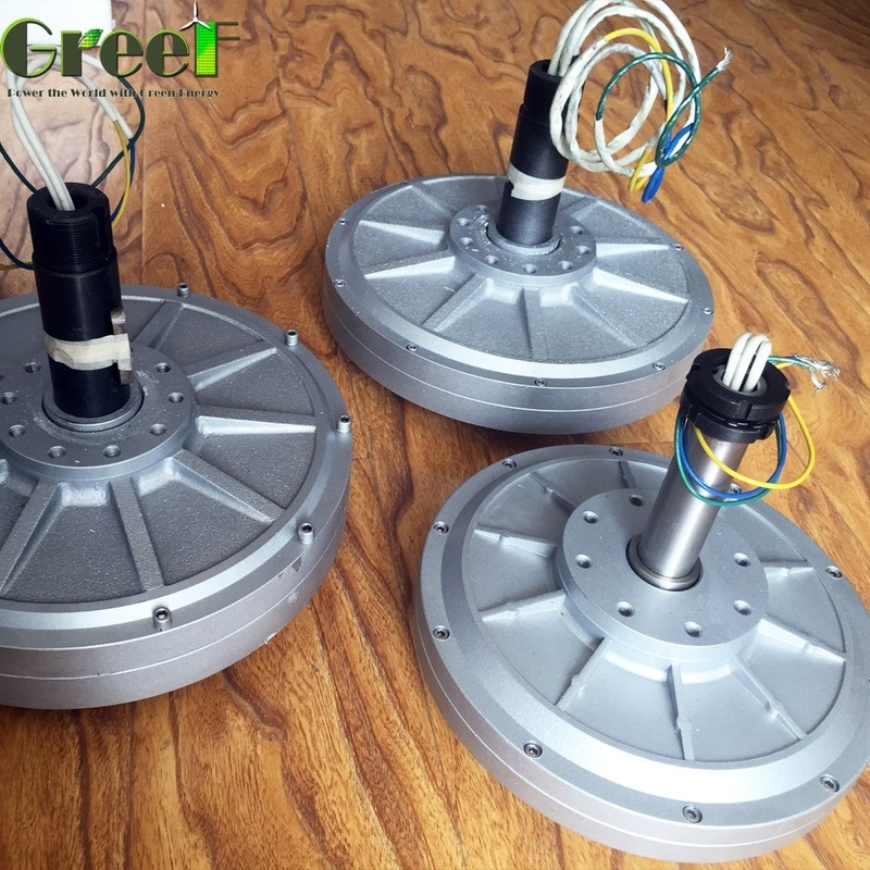 เครื่องกำเนิดแม่เหล็กถาวร Coreless Disk ขนาด 2kw การผลิตไฟฟ้า 3 เฟส