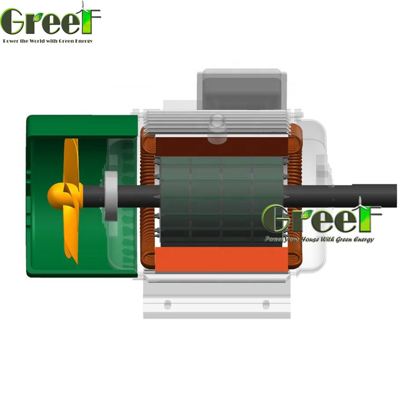 กำลังไฟ 0.5kW-5000kW เครื่องกำเนิดไฟฟ้าแม่เหล็กถาวร ประสิทธิภาพสูงสุด 98% คลาสฉนวน F/H