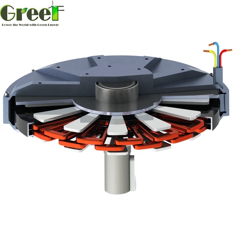 เครื่องกำเนิดแม่เหล็กถาวร Coreless Disk ขนาด 2kw การผลิตไฟฟ้า 3 เฟส