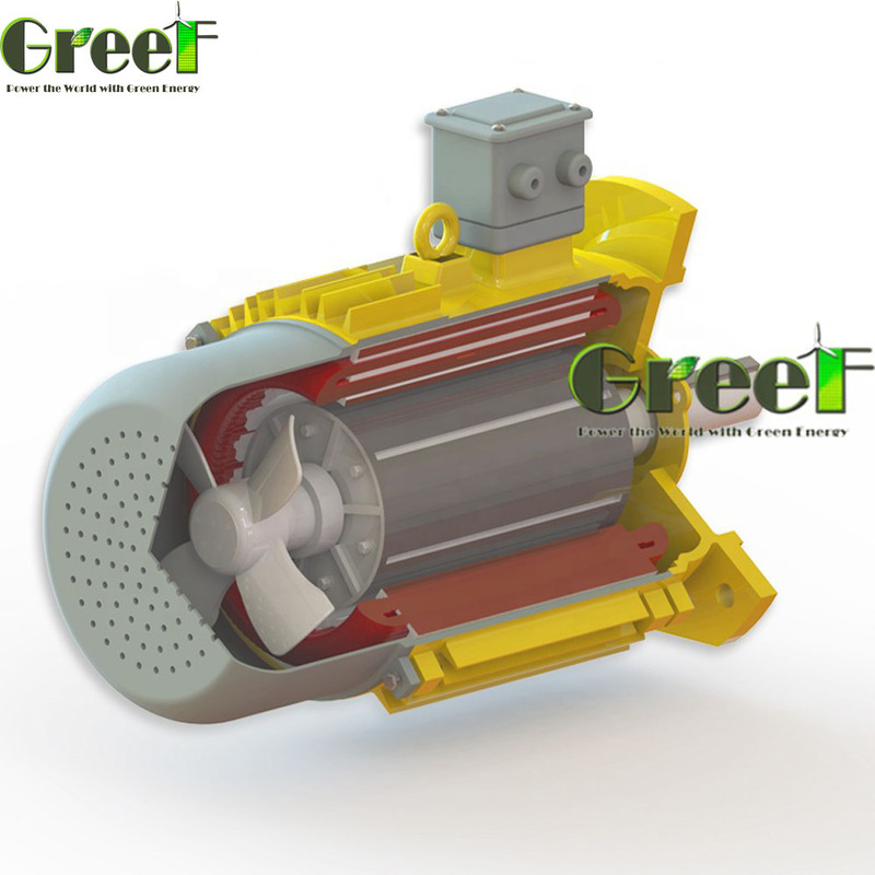 เครื่องกำเนิดไฟฟ้าแม่เหล็กถาวร SKF Bearing พร้อมตัวเครื่องอะลูมิเนียมป้องกัน IP54 และลวดทองแดง