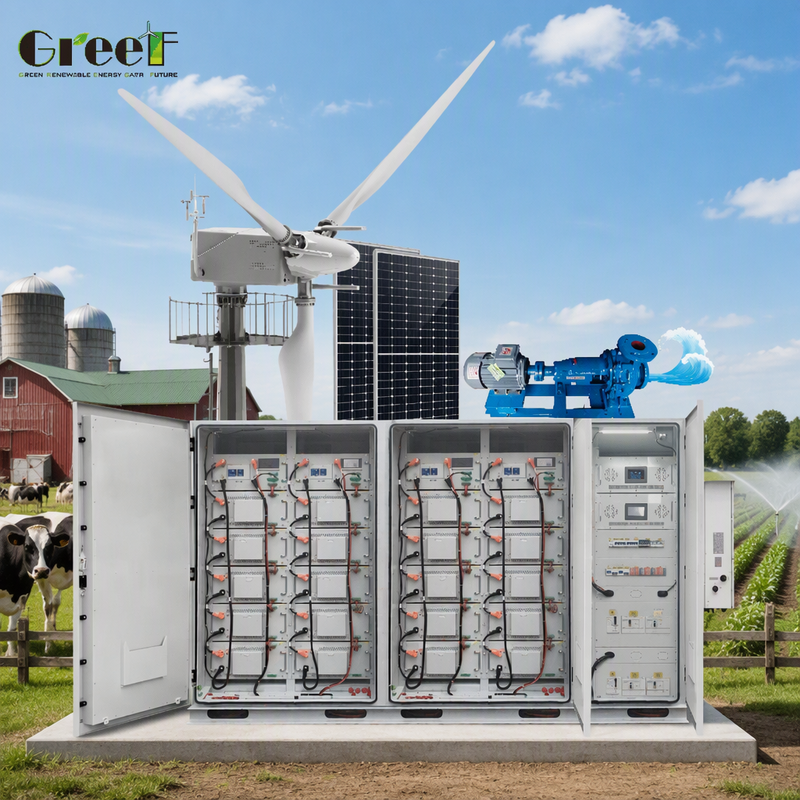 ระบบพลังงานแสงอาทิตย์ไฮบริด 100-3000kW พร้อมเครื่องควบคุมการติดตามลมและประสิทธิภาพอินเวอร์เตอร์ 98.3% สําหรับระบบพลังงานแสงอาทิตย์ไฮบริดลม