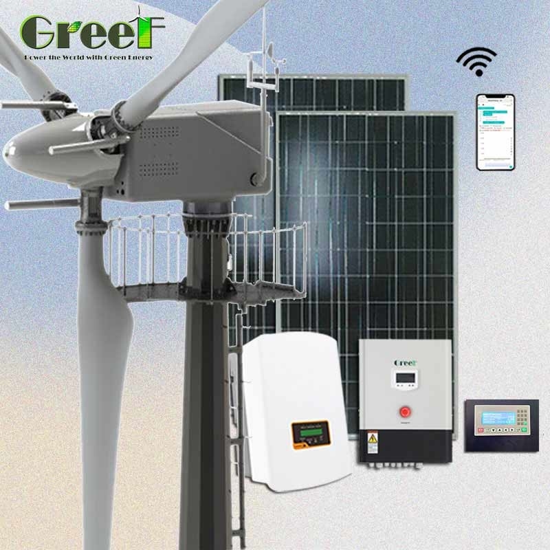 ความเร็วเริ่มต้นต่ำพลังงานนอกกริด Solar Hybrid Pitch Control ใบพัดกังหันลม 30kw