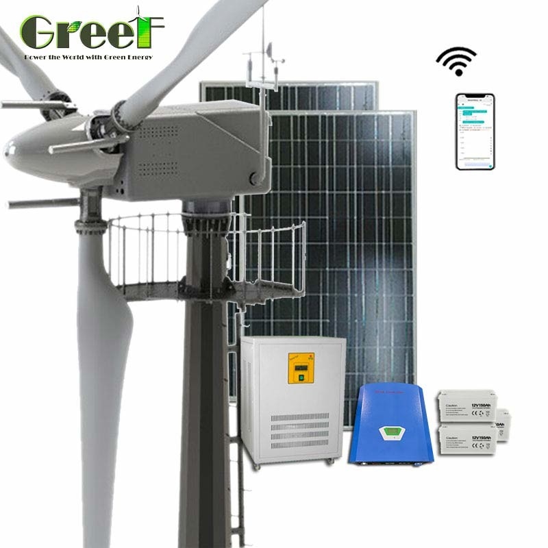 ความเร็วเริ่มต้นต่ำพลังงานนอกกริด Solar Hybrid Pitch Control ใบพัดกังหันลม 30kw