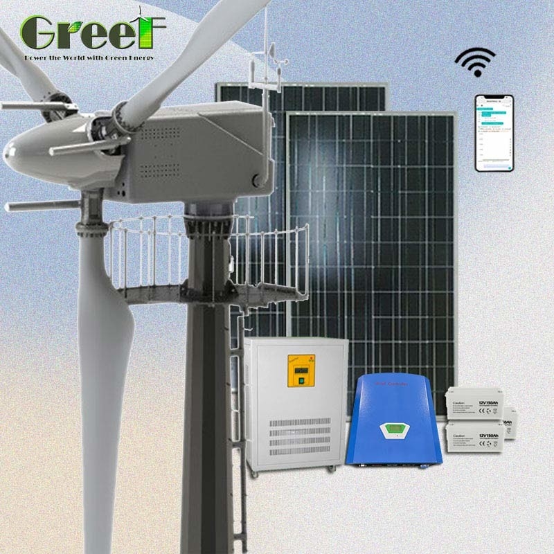 Pitch Control Grid Tie Inverter กังหันลมพลังงานแสงอาทิตย์แบบไฮบริดติดตั้งง่าย30KW
